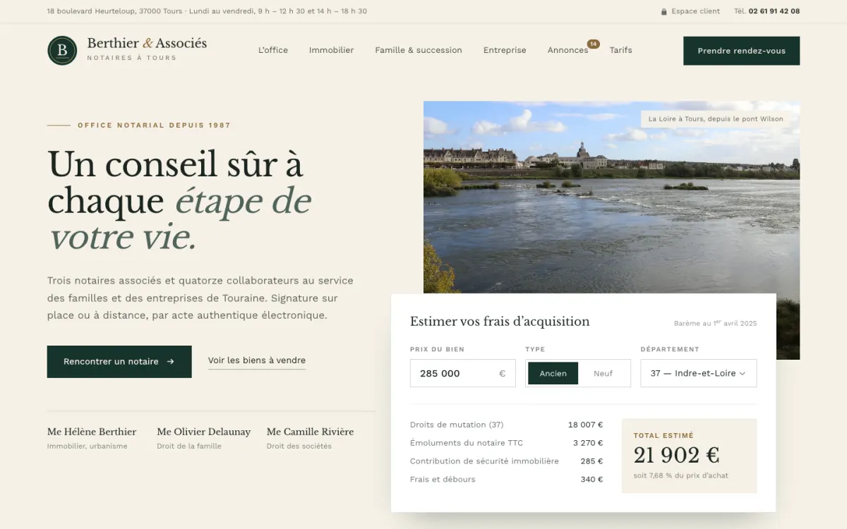 Exemple : Berthier & Associés, Notaires