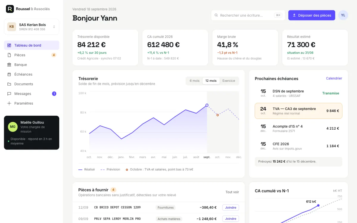 Exemple : Roussel & Associés — Portail client