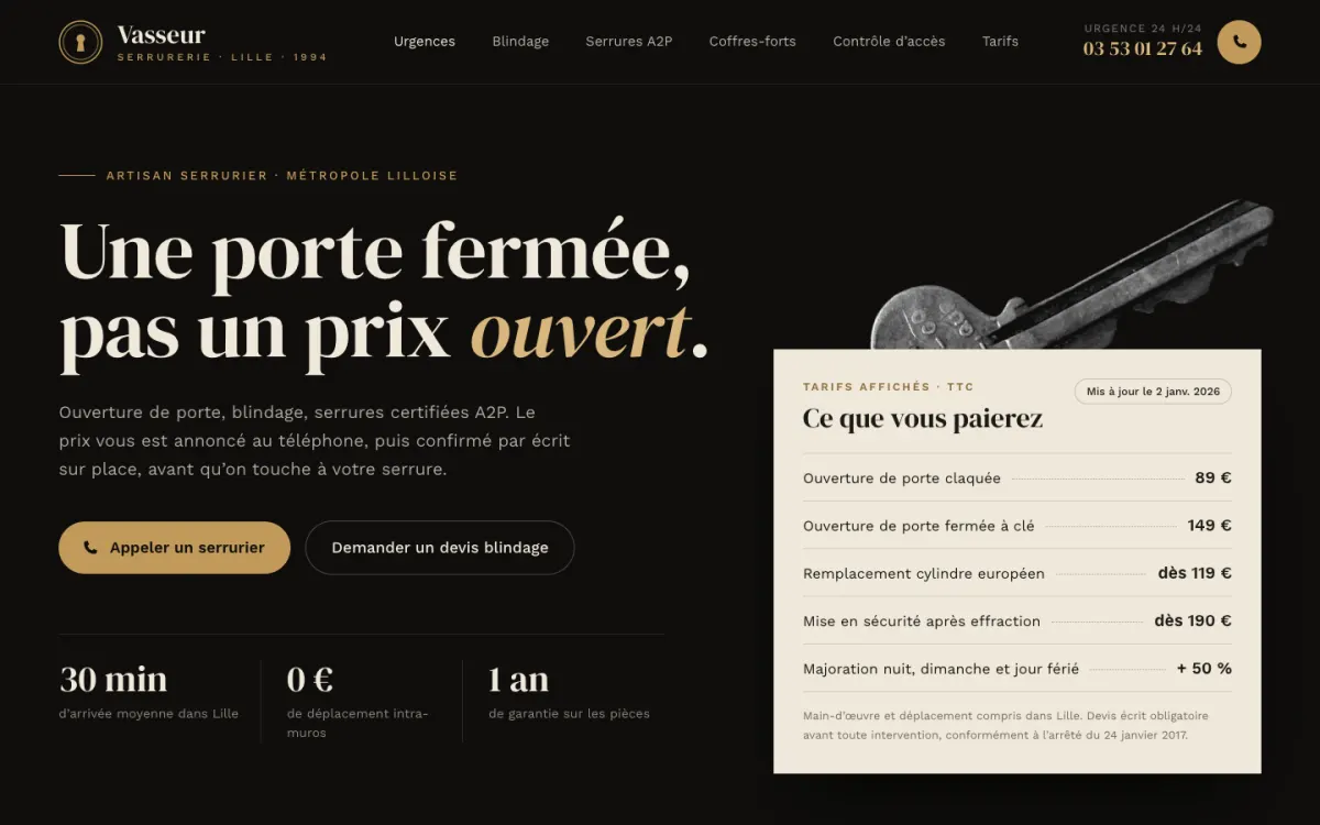 Exemple : Serrurerie Vasseur