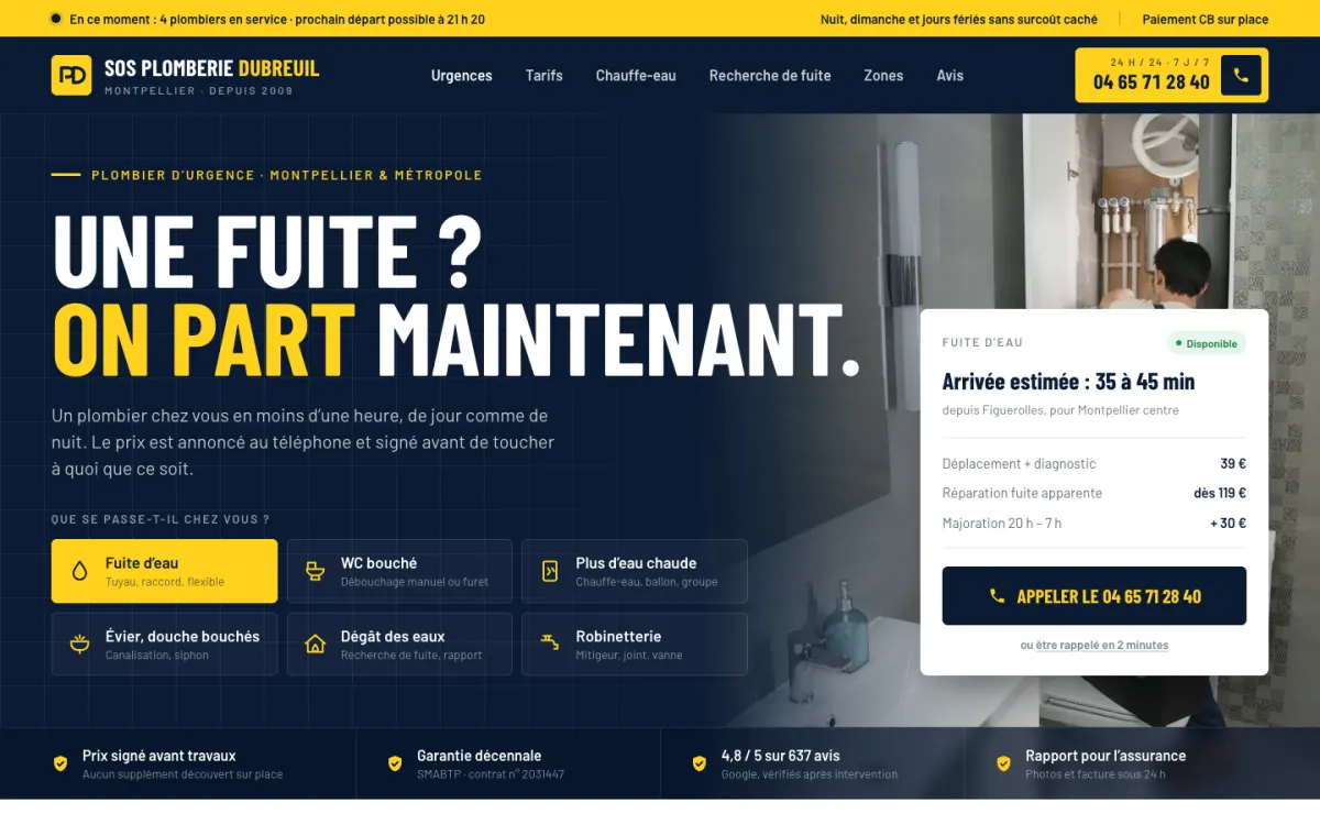 Exemple : SOS Plomberie Dubreuil